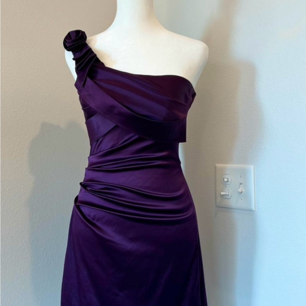 As U Wish Purple One-Shoulder Satin Mini Dress